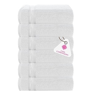 casa copenhagen - egyptian cotton zero twist 6 pcs face towel 30 x 30 cm colour  white