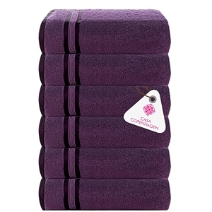 casa copenhagen - egyptian cotton zero twist 6 pcs face towel 30 x 30 cm colour  dark purple