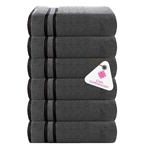 casa copenhagen - egyptian cotton zero twist 6 pcs face towel 30 x 30 cm colour  pine grey