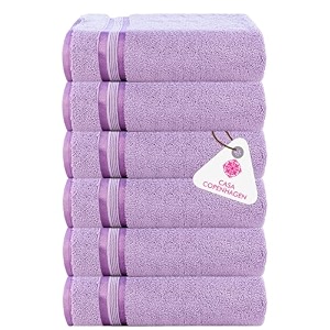 casa copenhagen - egyptian cotton zero twist 6 pcs face towel 30 x 30 cm colour  purple rose