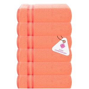 casa copenhagen - egyptian cotton zero twist 6 pcs face towel 30 x 30 cm colour  malibu peach