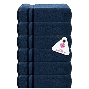 casa copenhagen - egyptian cotton zero twist 6 pcs face towel 30 x 30 cm colour  navy