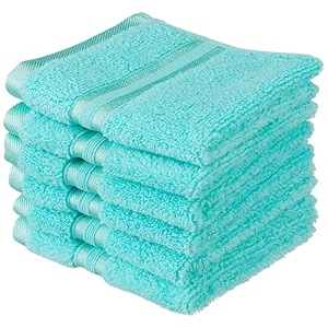 casa copenhagen - egyptian cotton zero twist 6 pcs face towel 30 x 30 cm colour  aque blue