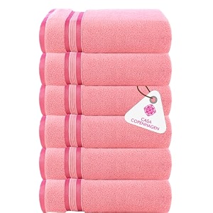 casa copenhagen - egyptian cotton zero twist 6 pcs face towel 30 x 30 cm colour  pink