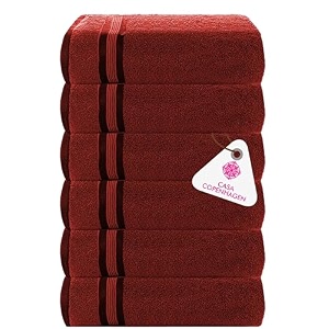 casa copenhagen - egyptian cotton zero twist 6 pcs face towel 30 x 30 cm colour  burgundy