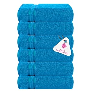 casa copenhagen - egyptian cotton zero twist 6 pcs face towel 30 x 30 cm colour  teal blue