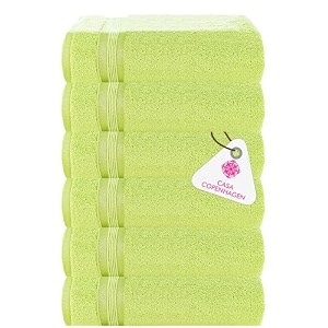 casa copenhagen - egyptian cotton zero twist 6 pcs face towel 30 x 30 cm colour  lime green