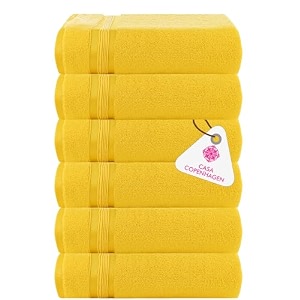 casa copenhagen - egyptian cotton zero twist 6 pcs face towel 30 x 30 cm colour  butter yellow