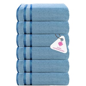 casa copenhagen - egyptian cotton zero twist 6 pcs face towel 30 x 30 cm colour  dusty blue