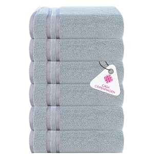 casa copenhagen - egyptian cotton zero twist 6 pcs face towel 30 x 30 cm colour  grey violet