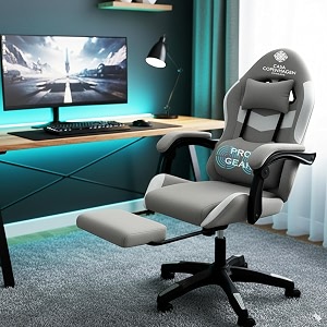 casa copenhagen high-back fabric gaming ergonomic chair with advanced mechanism amp electric back massager luxurious memory foam seating amp multi function arm-rest - grey amp grey