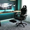 Casa Copenhagen, High-Back Fabric Gaming Ergonomic Chair with Advanced Mechanism &amp; Electric Back Massager, Luxurious Memory Foam Seating &amp; Multi Function Arm-Rest - Black &amp; Grey