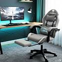 Casa Copenhagen, High-Back Fabric Gaming Ergonomic Chair with Advanced Mechanism &amp; Electric Back Massager, Luxurious Memory Foam Seating &amp; Multi Function Arm-Rest - Grey &amp; Grey