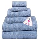 Casa Copenhagen, Germany Design - White Bay Super Soft Collection 100% Cotton 6 Piece Towel Set, Includes 2 Bath Towels 2 Hand Towels 2 Washcloths - Grey &amp; Charcoal