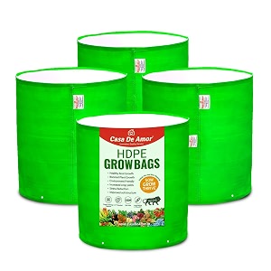 casa de amor premium 18x18 inches hdpe pack of 4 uv protected 260 gsm round plant grow bags suitable for big plants trees climbers root vegetables and multi-planting setups gardening