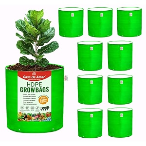 casa de amor premium hdpe pack of 10 uv protected 260 gsm round plant grow bags suitable for terrace and vegetable gardening 12x12 inches