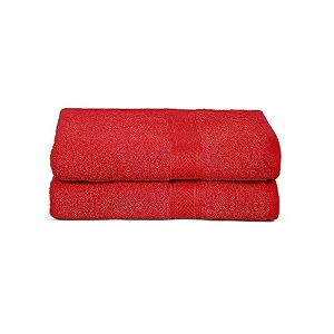 casa lino 2 pc premium bath towel cotton towels for bath large size 500 gsm bathing towel for men bath towel set head towels wrap for ladies bathing towel for women 137cm x 69cm red