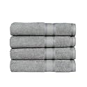 Casa Lino 4 Pc Premium Bath Towel, Cotton Towels for Bath Large Size, 500 GSM Bathing Towel for Men, Bath Towel Set, Head Towels Wrap for Ladies, Bathing Towel for Women, (137cm x 69cm, Silver)
