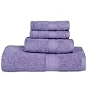 Casa Lino 4 Piece Bath Towel Set | 1 Bath Towel, 1 Wash Cloth, 2 Hand Towels | Bathroom Essentials for New Home, 100% Cotton Luxury Towels, Highly Absorbent Bathroom Set, Purple