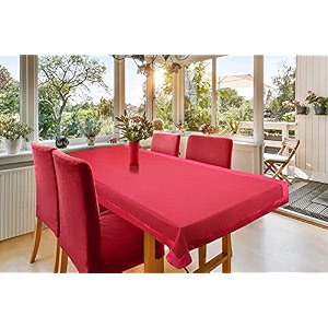 casa-nest khadi cotton coverwashable quality solid color table covercentre table coversize 36 l x54 w inch red khadi001