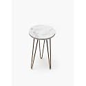 CASADECOR Marble Viridis Tripod Stand Side Table Indoor Outdoor Balcony Plant Stand For Home Decor (White,Dia-8"Height-15")