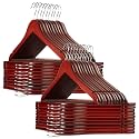 Casafield - 40 Cherry Wooden Suit Hangers - Premium Lotus Wood with Notches &amp; Chrome Swivel Hook for Dress Clothes, Coats, Jackets, Pants, Shirts, Skirts