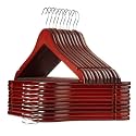 Casafield - 20 Cherry Wooden Suit Hangers - Premium Lotus Wood with Notches &amp; Chrome Swivel Hook for Dress Clothes, Coats, Jackets, Pants, Shirts, Skirts