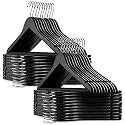 Casafield - 40 Black Wooden Suit Hangers - Premium Lotus Wood with Notches &amp; Chrome Swivel Hook for Dress Clothes, Coats, Jackets, Pants, Shirts, Skirts