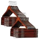 Casafield - 40 Walnut Wooden Suit Hangers - Premium Lotus Wood with Notches &amp; Chrome Swivel Hook for Dress Clothes, Coats, Jackets, Pants, Shirts, Skirts