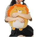 Soft Flat Lion Plush Hugging Pillow Cute Yellow Lion Stuffed Animal Plushies Toys Kids Orange Anime Cushion for Birthday, Valentine's Day, Christmas...16.5 Inch