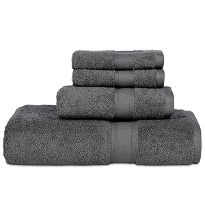 casa lino 4 pc premium towel set cotton towels set 500 gsm 1 bath towel 1 hand towel amp 2 washcloths bathroom set head towels wrap for ladies gym towel for men workout charcoal