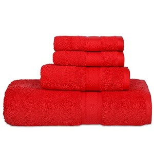 casa lino 4 pc premium towel set cotton towels set 500 gsm 1 bath towel 1 hand towel amp 2 washcloths bathroom set head towels wrap for ladies gym towel for men workout red