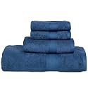 Casa Lino 4 Pc Premium Towel Set, Cotton Towels Set, 500 GSM 1 Bath Towel, 1 Hand Towel, &amp; 2 Washcloths, Bathroom Set, Head Towels Wrap for Ladies, Gym Towel for Men Workout (Navy)