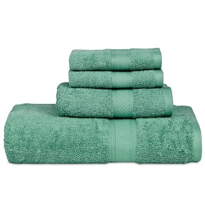 casa lino 4 piece bath towel set  1 bath towel 2 wash cloth 1 hand towels  bathroom essentials for new home 500 tc 100 cotton luxury towels highly absorbent bathroom set green