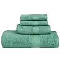 Casa Lino 4 Piece Bath Towel Set | 1 Bath Towel, 2 Wash Cloth, 1 Hand Towels | Bathroom Essentials For New Home, 500 Tc, 100% Cotton Luxury Towels, Highly Absorbent Bathroom Set, Green