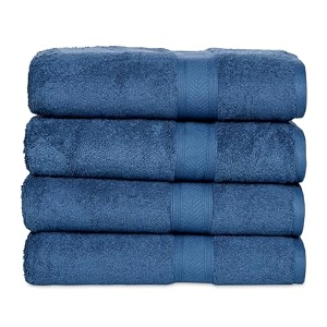 casa lino 4 pc premium bath towel cotton towels for bath large size 500 gsm bathing towel for men bath towel set head towels wrap for ladies bathing towel for women 137cm x 69cm navy
