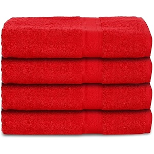 casa lino 4 pc premium hand towel cotton small towels for face and hand 500 gsm cotton hand towels set gym towel for men workout hair drying towel for women soft face towels 60cm x 40cm red