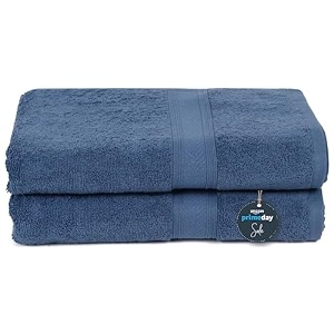 casa lino 2 pc premium bath towel cotton towels for bath large size 500 gsm bathing towel for men bath towel set head towels wrap for ladies bathing towel for women 137cm x 69cm navy