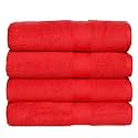 Casa Lino 4 Pc Premium Bath Towel, Cotton Towels for Bath Large Size, 500 GSM Bathing Towel for Men, Bath Towel Set, Head Towels Wrap for Ladies, Bathing Towel for Women, (137cm x 69cm, Red)