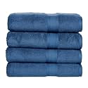 Casa Lino 4 Pc Premium Bath Towel, Cotton Towels for Bath Large Size, 500 GSM Bathing Towel for Men, Bath Towel Set, Head Towels Wrap for Ladies, Bathing Towel for Women, (137cm x 69cm, Navy)