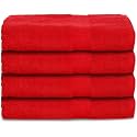 Casa Lino 4 Pc Premium Hand Towel, Cotton Small Towels for Face and Hand, 500 GSM Cotton Hand Towels Set, Gym Towel for Men Workout, Hair Drying Towel for Women, Soft Face Towels (60cm x 40cm, Red)