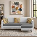 Casaliving Premium Lifestyle Fabric Seater L Shape Sofa Set 4 Seater Modern Sofa Set &amp; Ottoman for Living Room (Grey &amp; Dark Grey, 5 Seater)