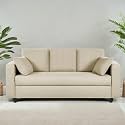 Casaliving Vitserk 3 Seater Sofa Set for Living Room (Cream Colour) Premium Fabric Sofa Set