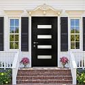 Casaphoria 36" x 80" Fiberglass Entry Door Without Door Frame,Right Hand Inswing Exterior Door with Brickmould,Contemporary Wooden Grain Knock-Down Front Door for Home Entrance, Black Door Slab Only