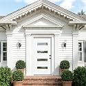 Casaphoria 36" x 80" Fiberglass Entry Door Without Door Frame,Left Hand Inswing Exterior Door Slab,Contemporary Wooden Grain Knock-Down Front Door for Home Entrance, White Door Slab Only
