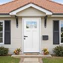 Casaphoria 36" x 80" Fiberglass Entry Door with 4-9/16" Vinyl Frame,Right Hand Inswing Exterior Door with Brickmould,2 Panel Craftsman Knock-Down Front Door with 6-Lite Low-E Glass, White