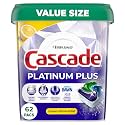 Cascade Platinum Plus Dishwasher Pods, Dishwasher Detergent, Dishwasher Soap, Dish Tabs, Dishwashing Tablets, Dish Detergent, Lemon, Actionpacs, 62 Count