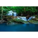 Cascading Waterfall Aquarium Background Jungle Forest Stream Terrarium Backgrounds Big Rocks Falls Green Trees Fish Tank Background Natural Waterfall Forest Reptile Tank Enclosure Backgrounds 24x16in