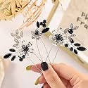 Casdre Crystal Bride Wedding Hair Pins Silver Pearl Bridal Hair Pieces Flower Hair Accessories for Women