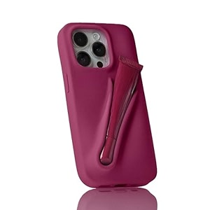 case compatible with iphone 15 pro raspberry jelly lip gloss holder silicone trendy aesthetic phone cover for girls and women include 1 liptint